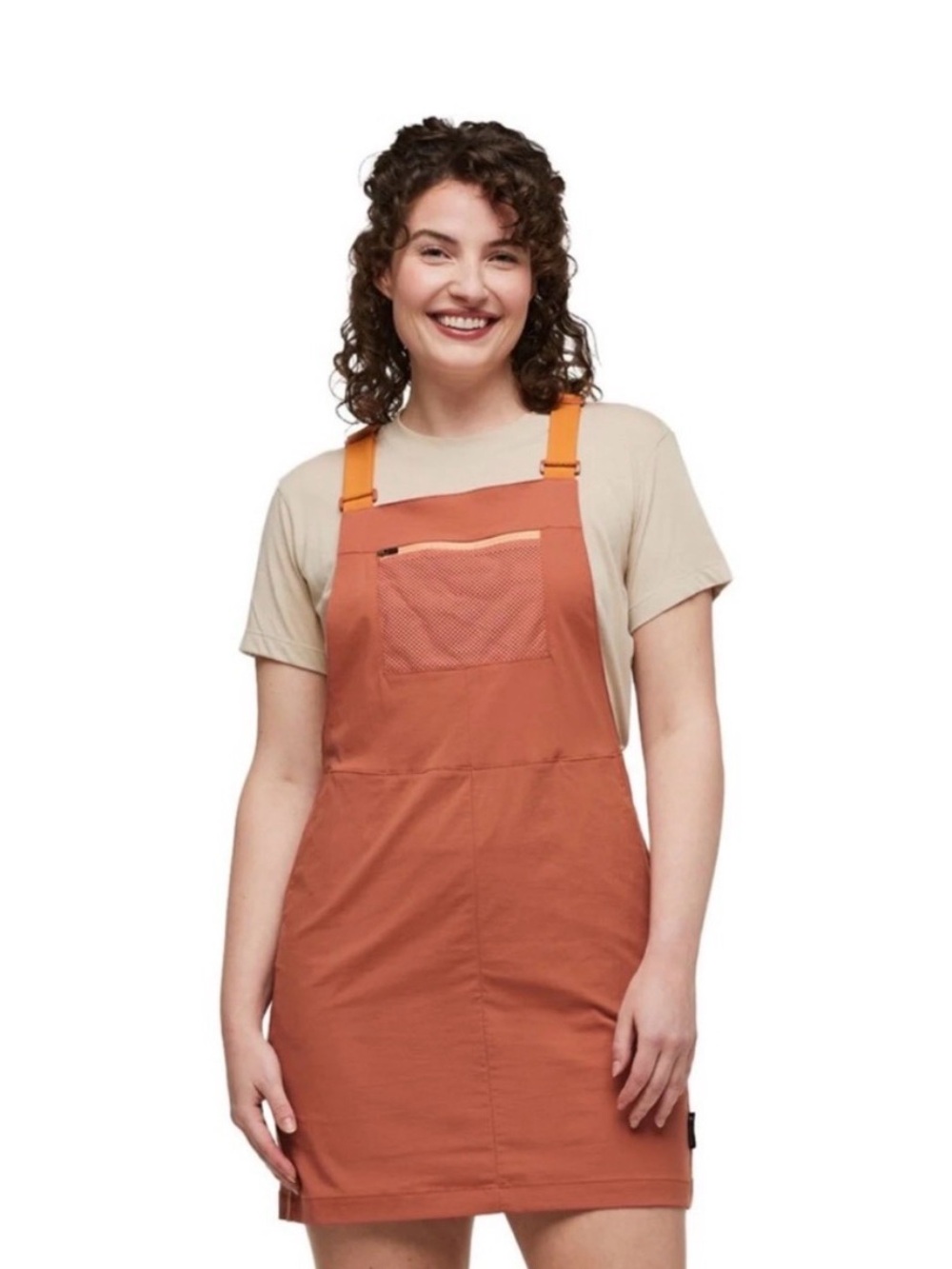 Cotopaxi Women's Tolima Overall Color Block Dress Orange Adjustable Straps Small